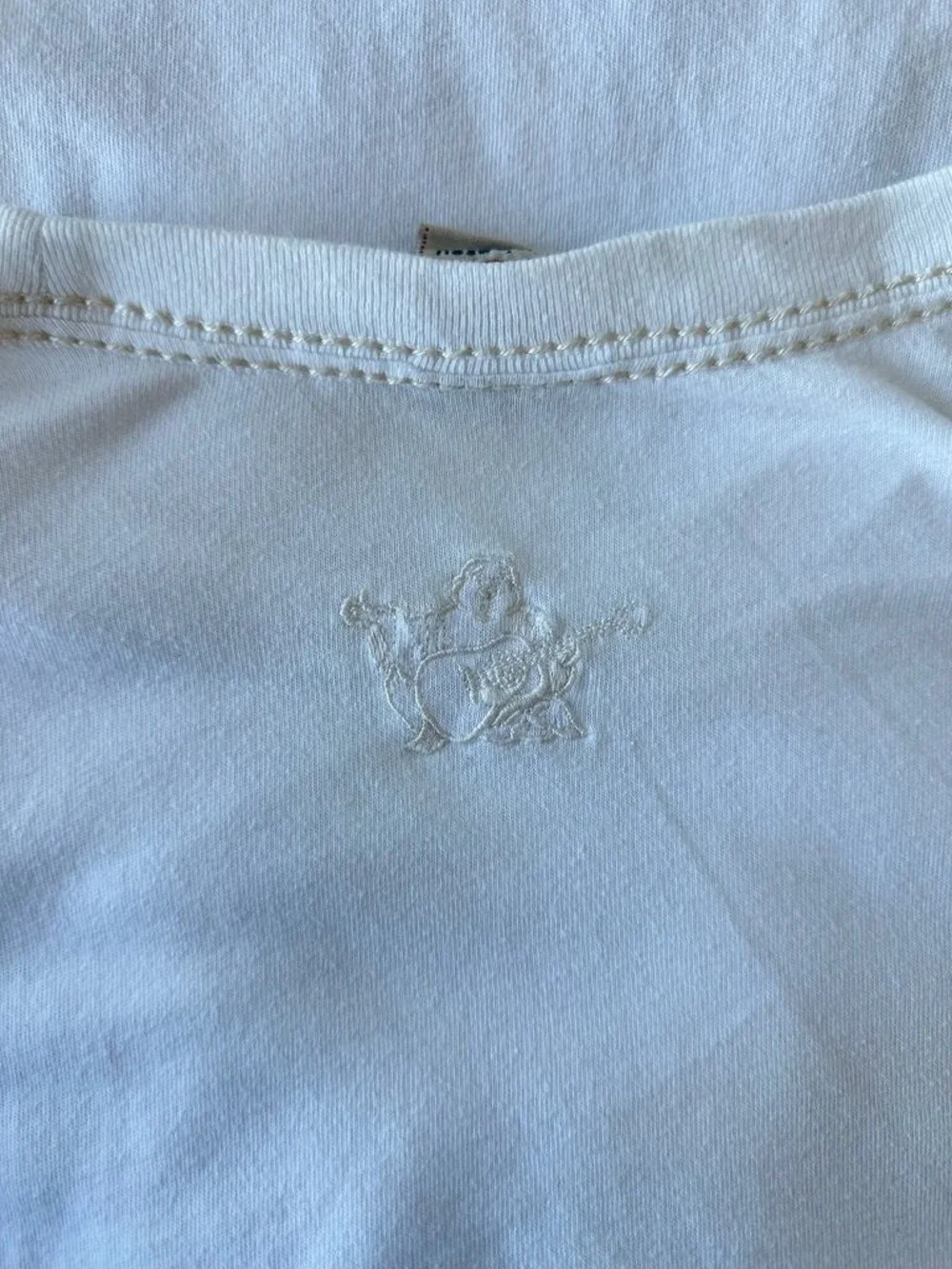 True Religion Single Stitch White Embroidered Tee  Size XXL